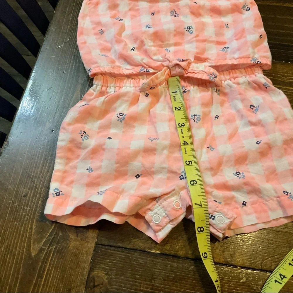 Carter's Pink and White Jumpsuit with Ruffled Sleeves